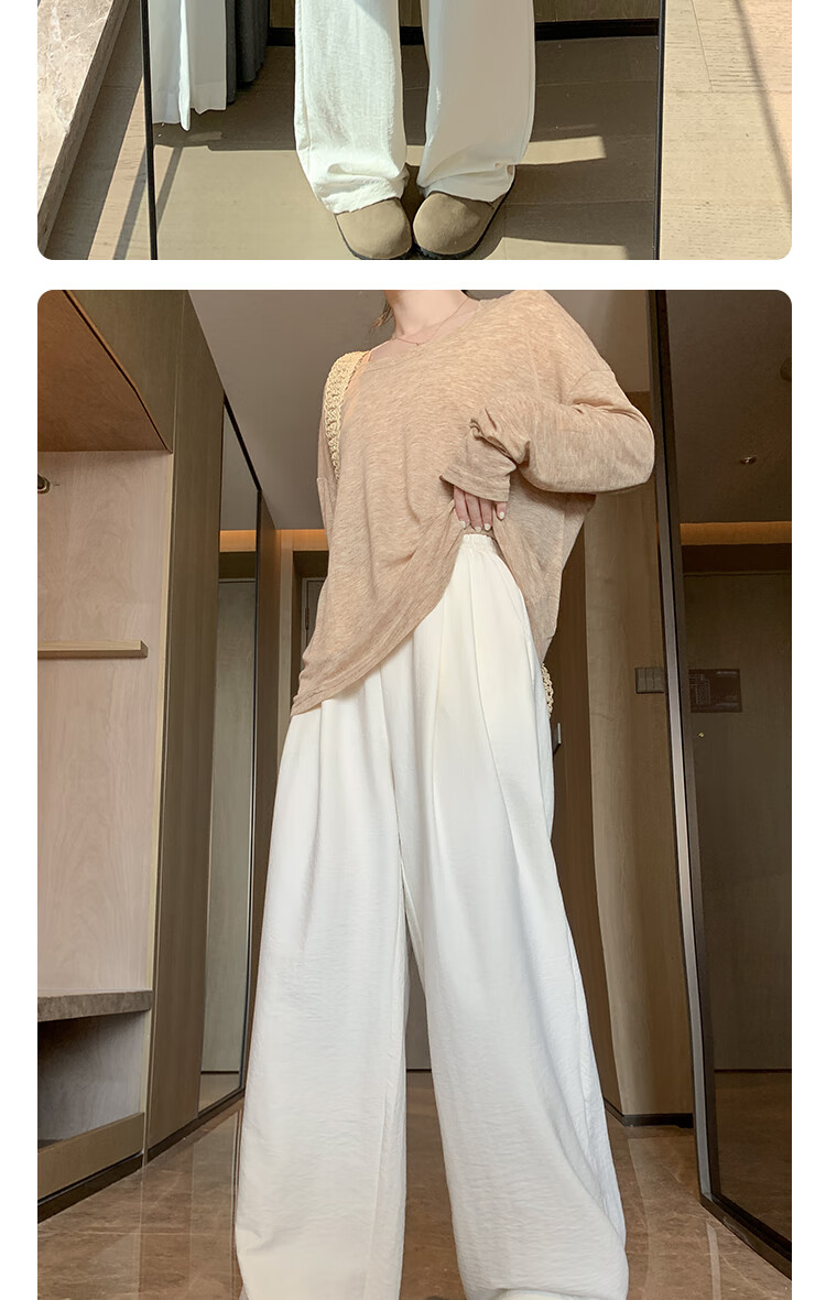 BOPRUIEY High-Waisted Cream-Colored Yamamoto-Style Pants for Women, Spring And Summer 2026 Latest Style, Lazy Casual Straight Wide-Leg Trousers 6