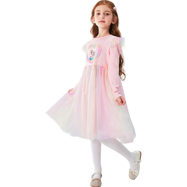 Disney Elsa Princess Dress for Girls, New Spring Style, Children's Princess Dress for Spring And Autumn, LX81227, Pink, Size 130