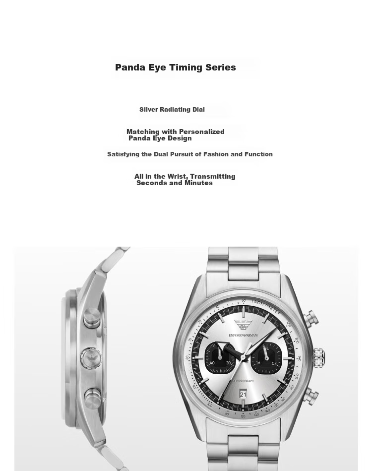 EMPORIO ARMANI Men's Watch [Zeng Shunxi Style], Panda Eye Dial, Birthday Gift for Boyfriend, AR11636 2
