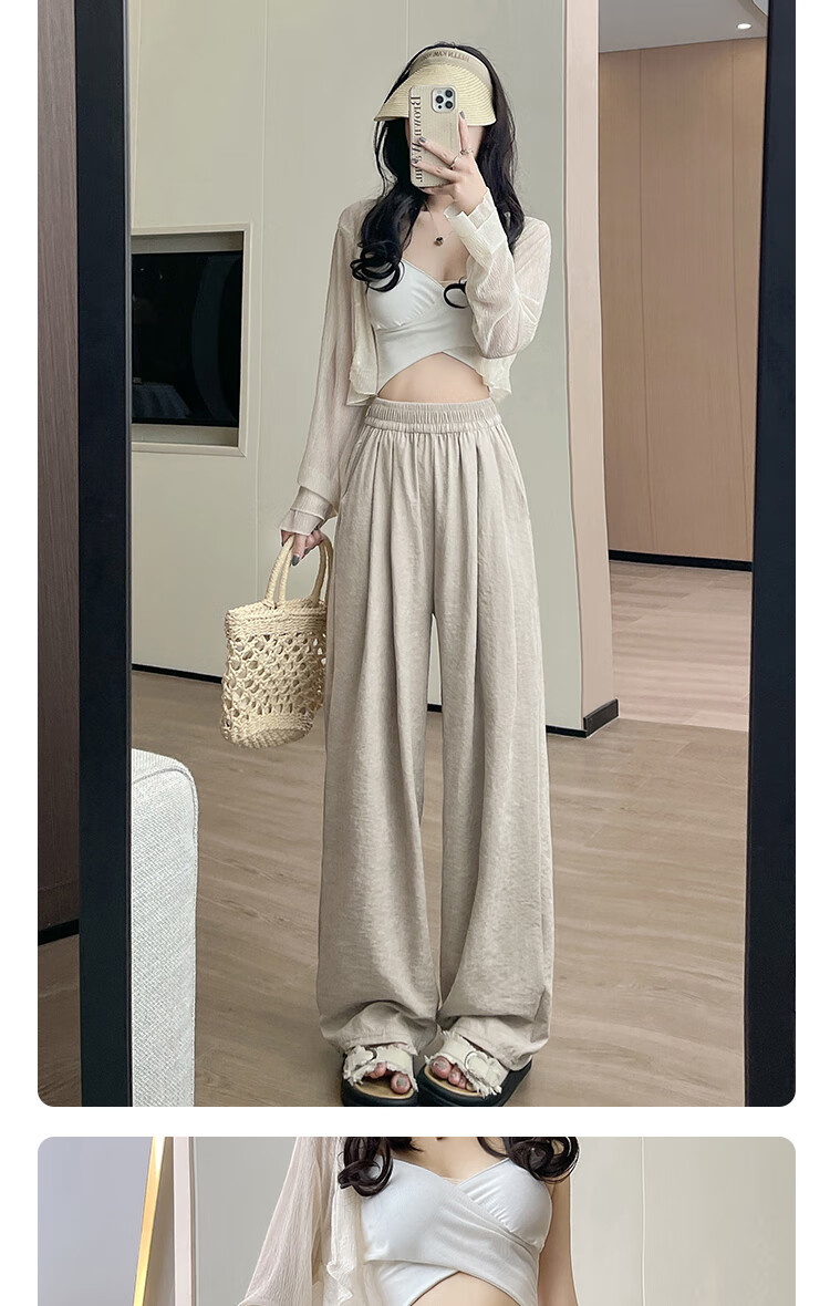 BOPRUIEY High-Waisted Cream-Colored Yamamoto-Style Pants for Women, Spring And Summer 2026 Latest Style, Lazy Casual Straight Wide-Leg Trousers 8