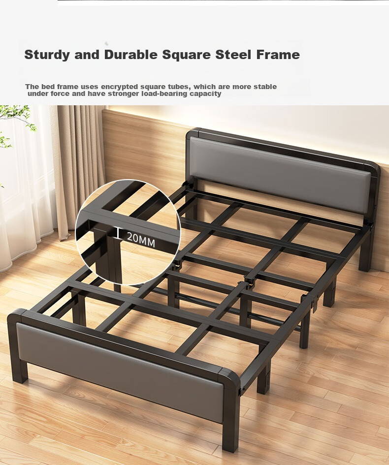 Chibailun Folding Bed, Single Bed for Adults, Office Nap Bed, Home Simple Bed, Accompanying Care Bed, Simple Hard Board Bed, Iron Bed 2