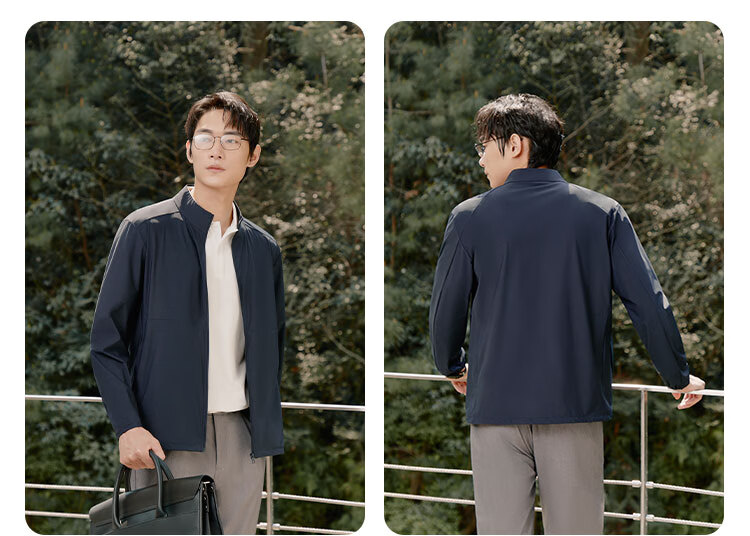 JD Original Cool Stand-Collar Sun Protection Jacket for Men, Executive Windbreaker, Men's Lightweight Coat, Spring And Summer New Style Business Casual, Coffee Gray 3XL 11