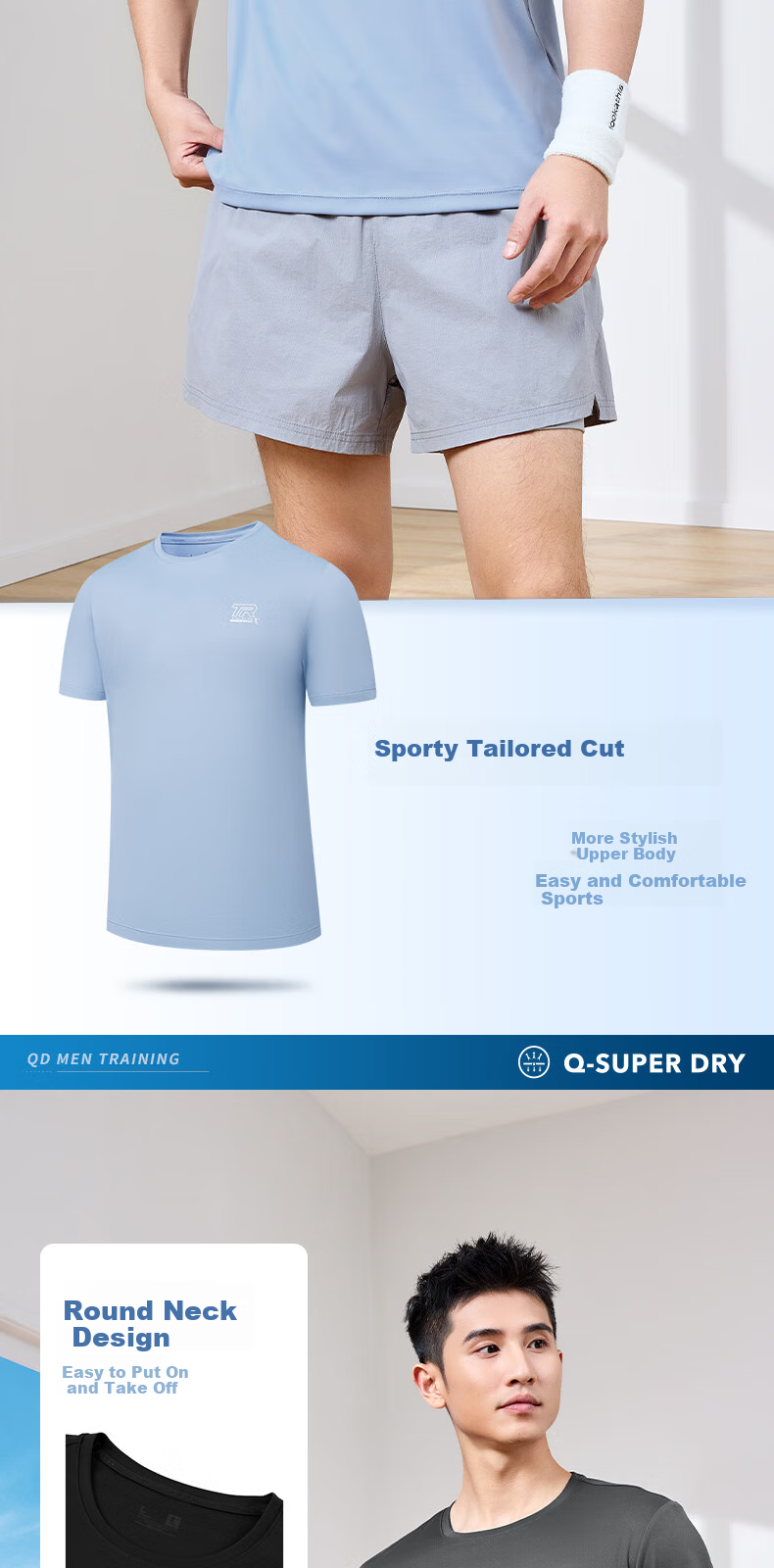 QIAODAN Men's Short-Sleeve T-Shirt, 2025 New Style, Breathable Quick-Dry Shirt, Men's Round Neck Ice Silk Running Sports Top 5