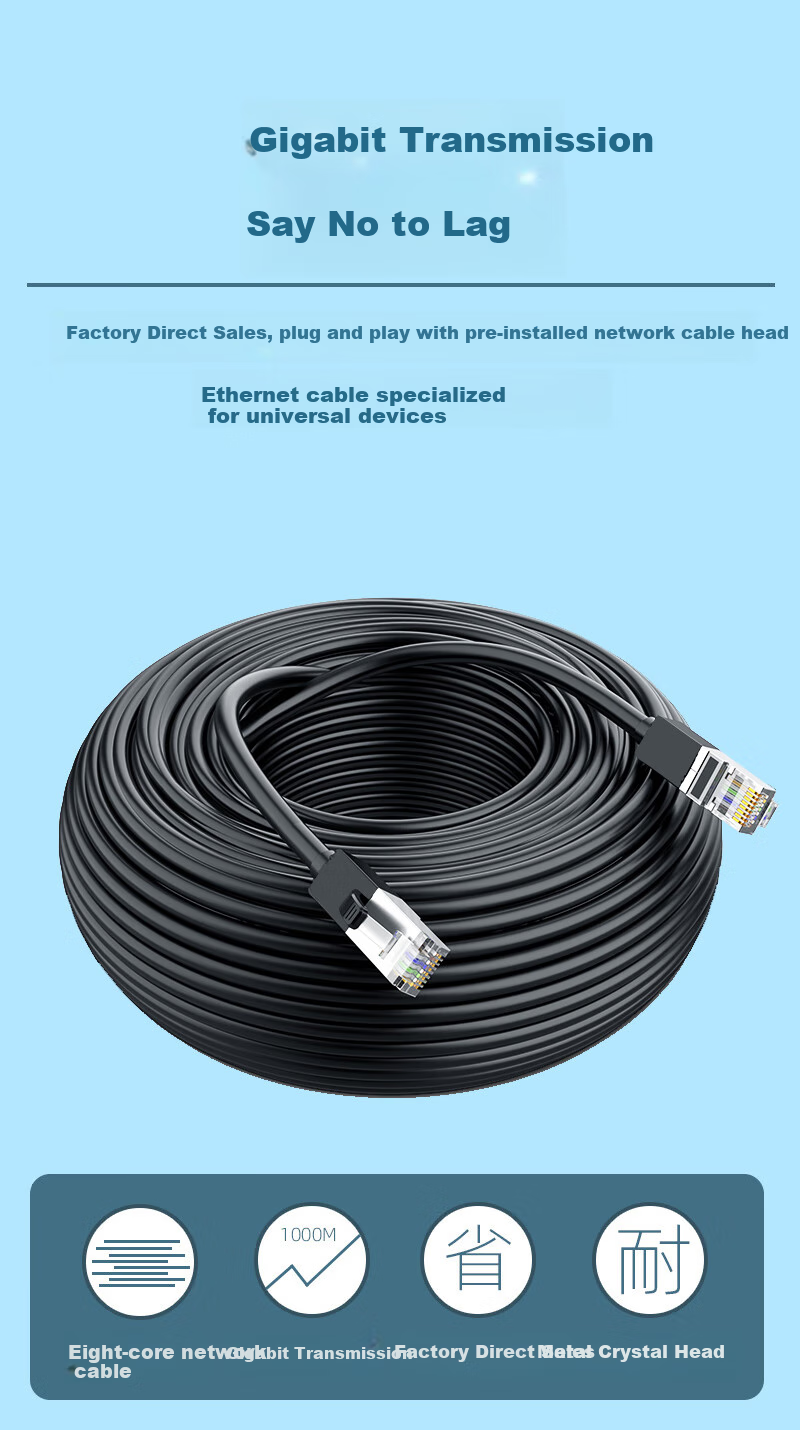 Rongweisheng Indoor Cat5e Ethernet Cable, for Engineering And Home Use, Computer Broadband Monitoring, Pre-Made Network Patch Cord, 20 Meters Gigabit High-Speed Network Connection Cable, White RWS-CPWX 1