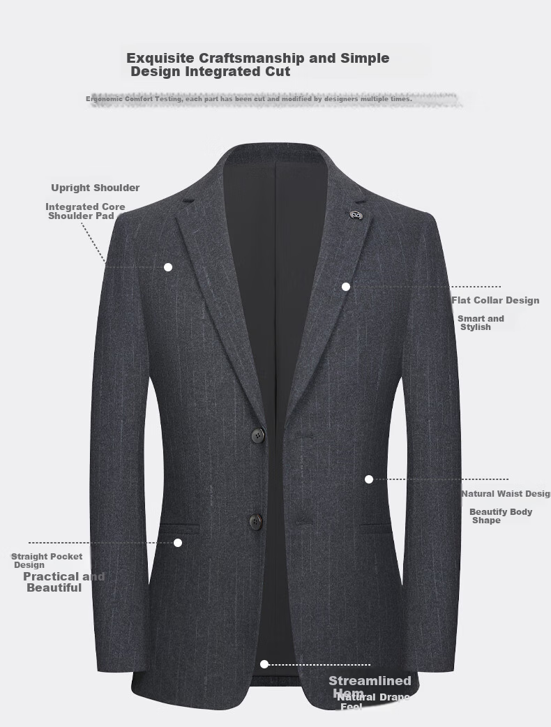 FIRS [Wrinkle-Resistant And Stylish] Men's Suit Jacket for Spring And Autumn, Business Casual Single-Breasted Blazer, Dad Suit Top, Men's Workwear 4