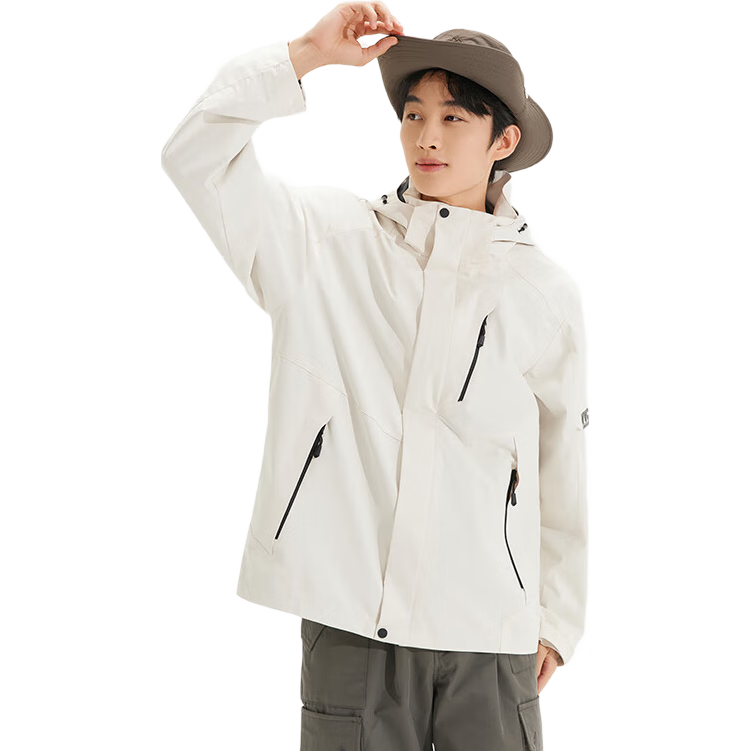 VVC Functional Windproof And Waterproof Jacket for Men And Women with Detachable Fleece Liner for Warmth, Cloud White, Size L
