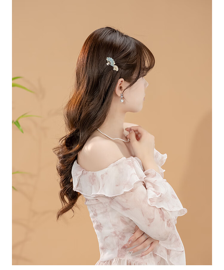 CHIMERA Vintage Style Double Fan Rhinestone Hair Clip Pearl Duckbill Clip Side Bang Clip Hairpin 6.1 Children's Day Gift 4
