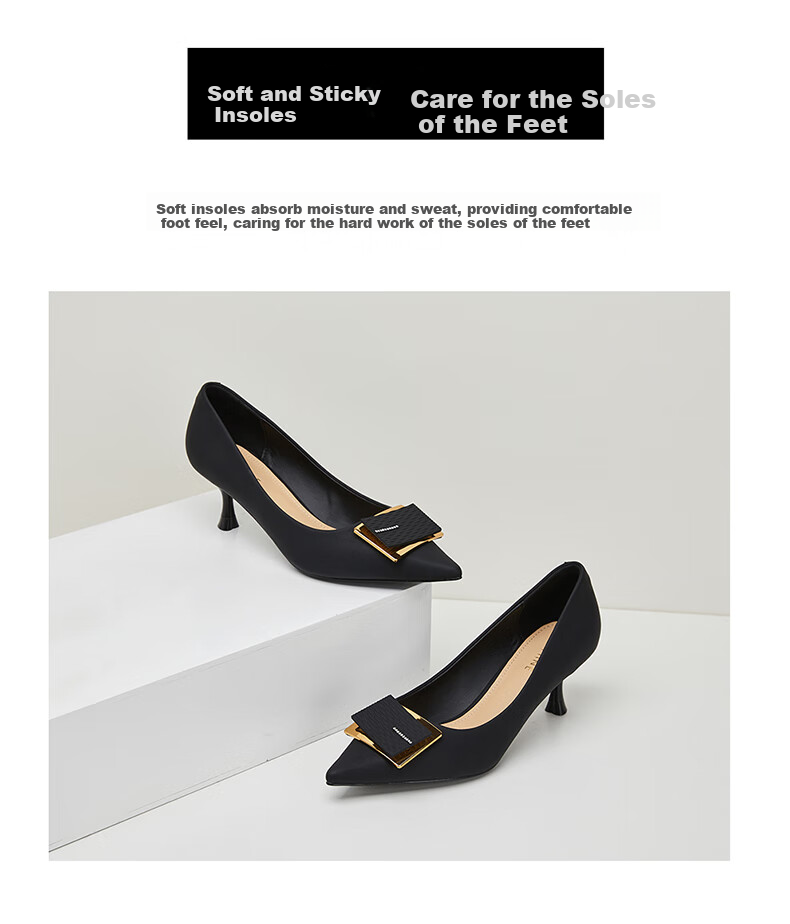 DAPHNE Elegant High Heels for Women, Pointed Toe Stiletto Shallow Mouth Pumps, Versatile Work Shoes 4623101023 Black Size 40 3