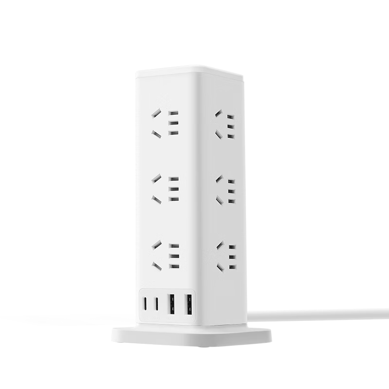 BULL Vertical USB Overload Protection Power Strip/Extension Cord/Surge Protector/Power Bar, 12 Outlets with Master Switch + 2A2C, 3 Meters Total Length, GNV-UL1012U, White