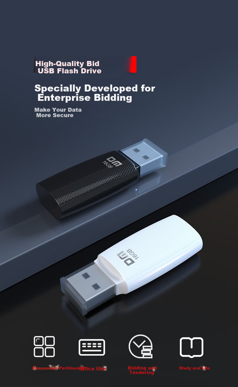DM Daimai 16GB USB2.0 Flash Drive PD203 Tender USB Drive, Small Capacity Computer USB Drive for Bidding, 5 Pieces/box 2