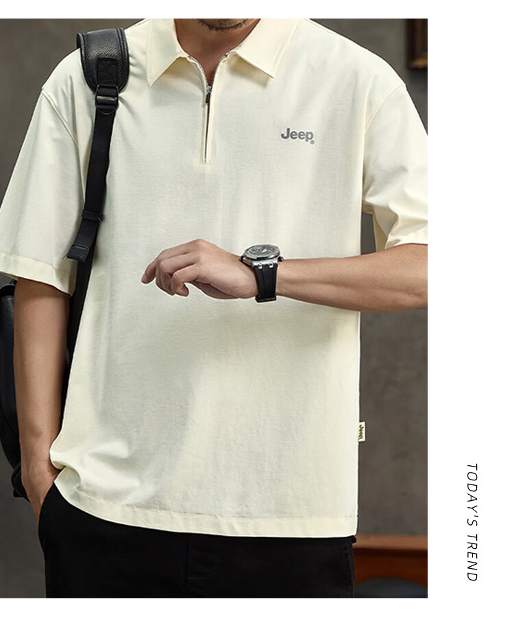 JEEP Polo Shirt for Men, Summer Short-Sleeve T-Shirt, Comfortable Breathable Casual Versatile Commuter Loose-Fitting Collared Top for Me 12