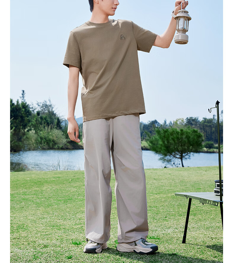 PEAK Men's Summer Short Sleeve Pure Cotton Casual Loose Breathable Outdoor Xinjiang Cotton Sports Base T-Shirt DF652430 65