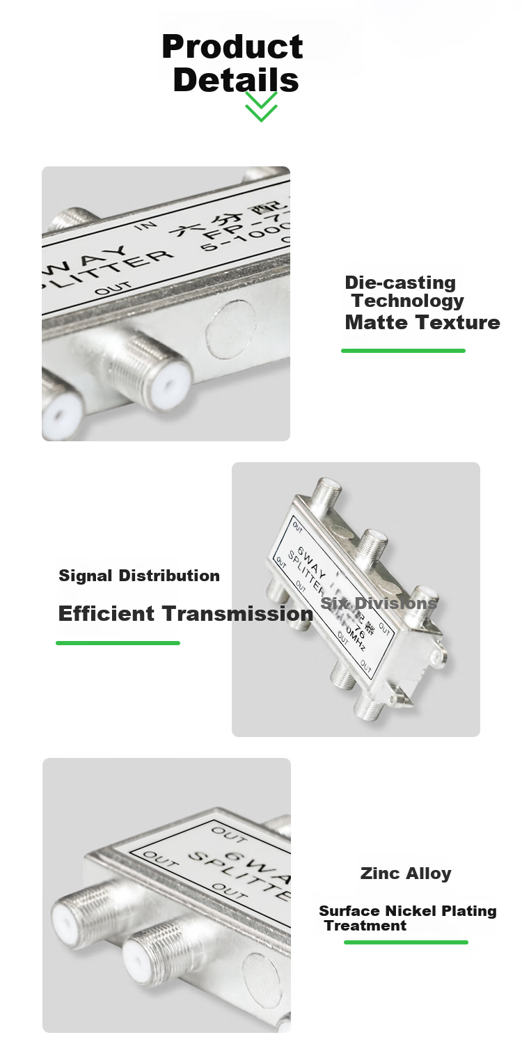 HAILE Video Distributor, 1-To Cable TV Signal Splitter, 5-1000MHz, Metric F Connector, FP-6G with Connector 6