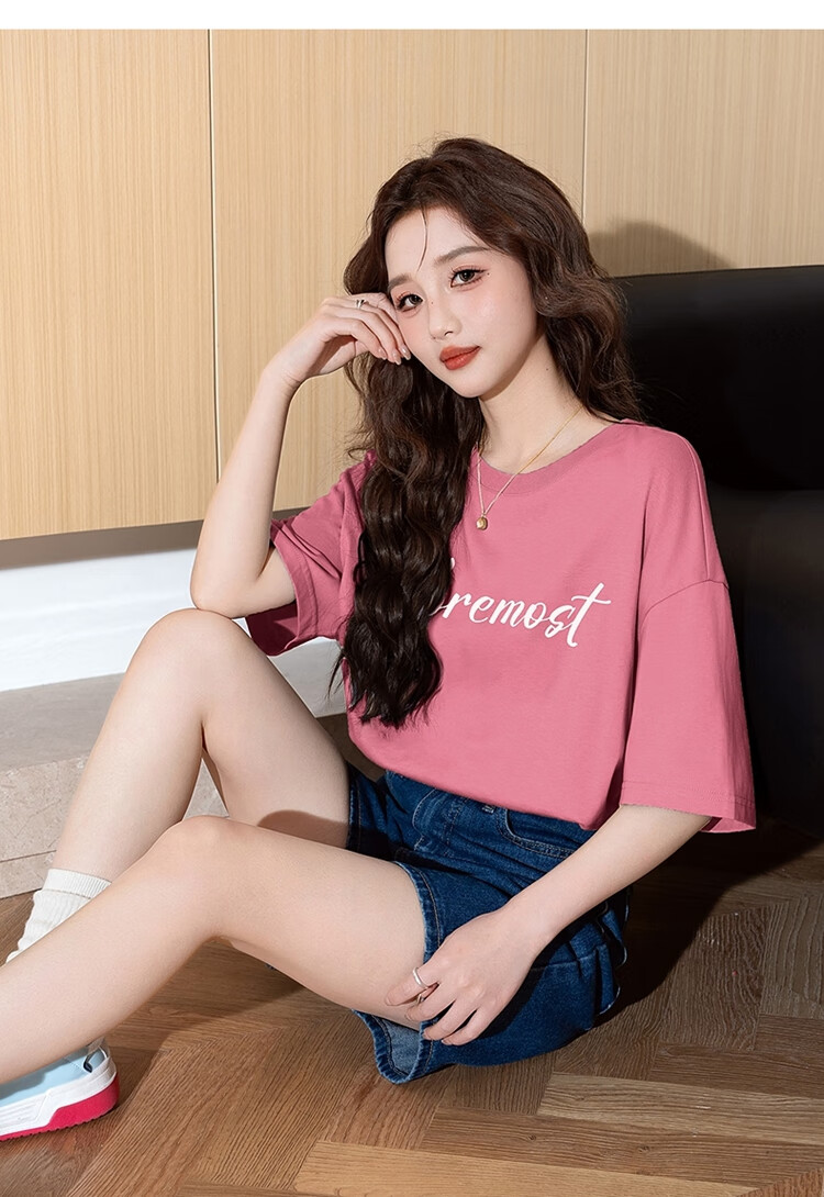 TonLion 2025 Women's Printed Crew Neck Short Sleeve T-Shirt Off-White L 20