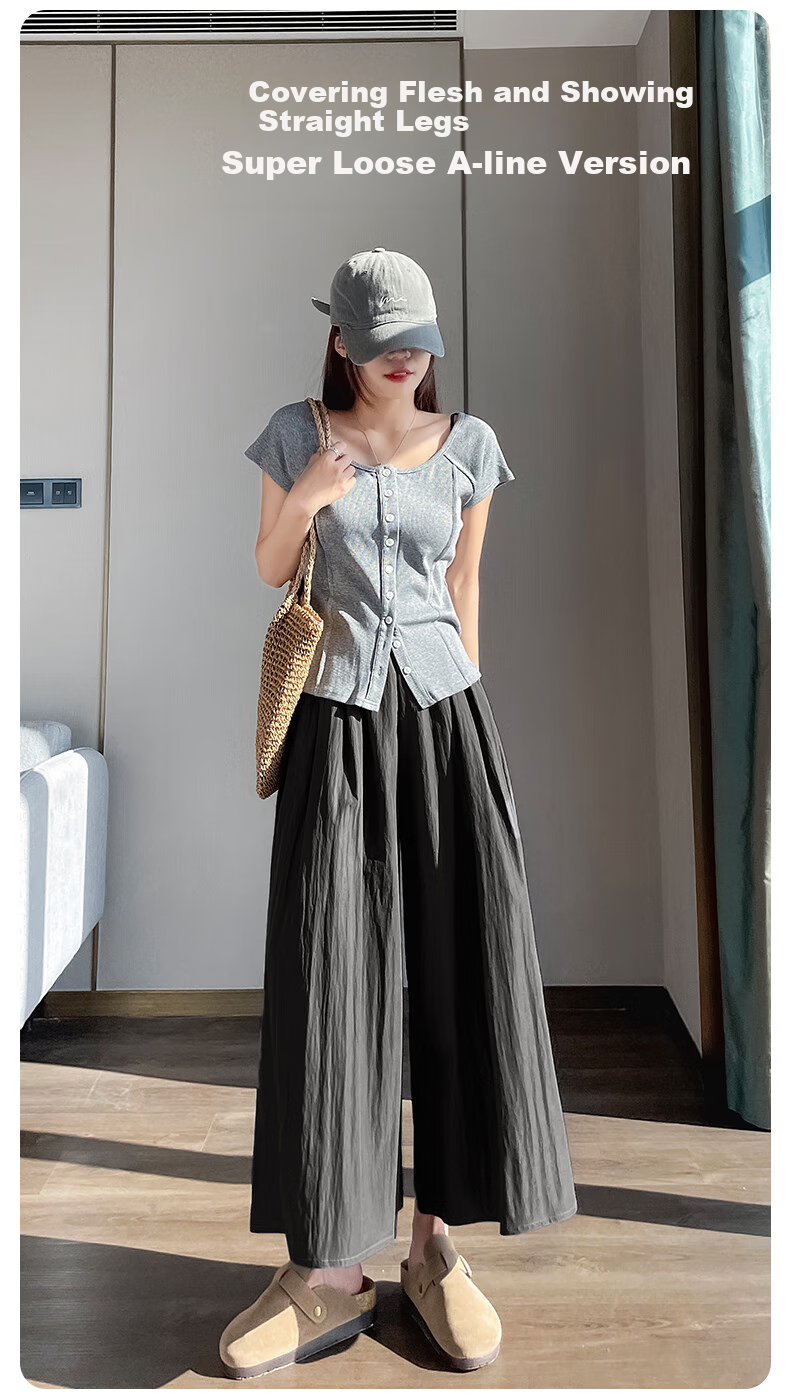 MJ STYLE Wide-Leg Pants Skirt for Women, 2026 Summer Thin Cool Breathable A-Line Plus Size Skort for Curvy Wome 1