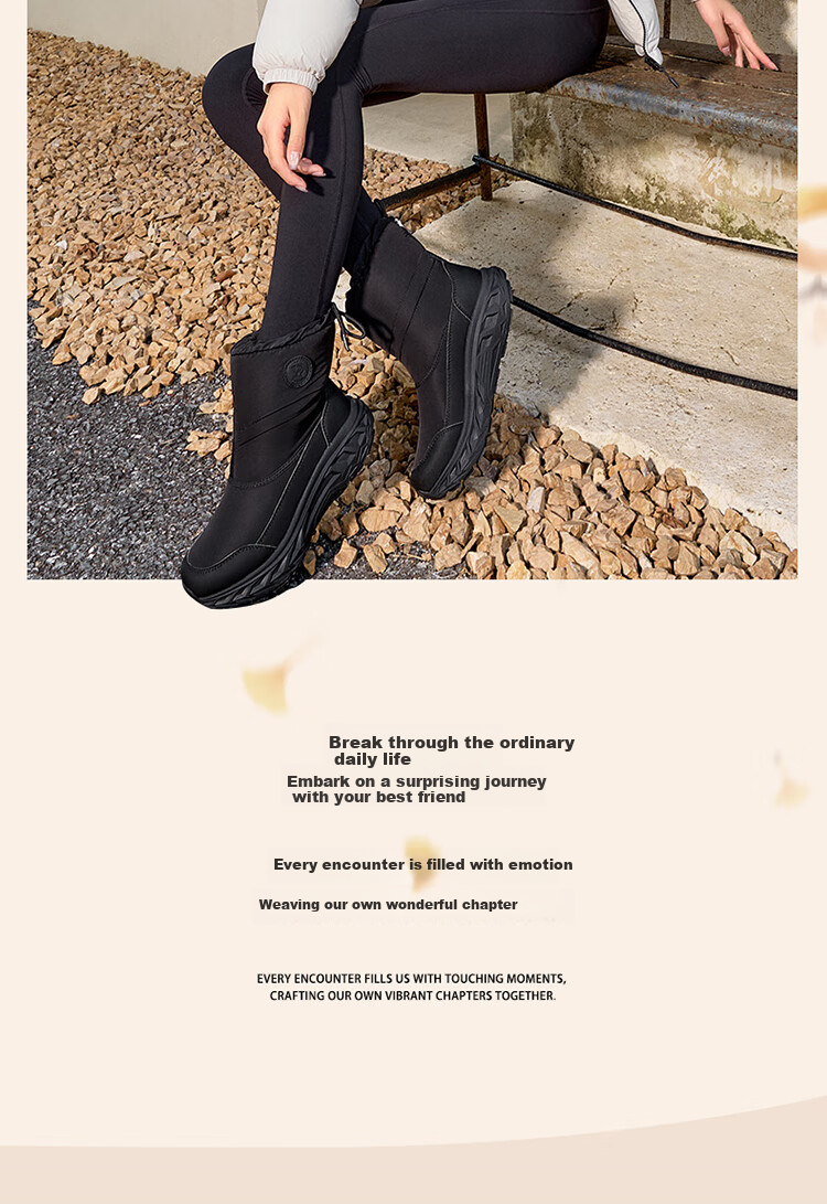 CAMEL Winter Snow Boots for Women, Thick-Soled Fleece-Lined Warm Cotton Shoes, Water-Repellent Short Boots F24C026613 8