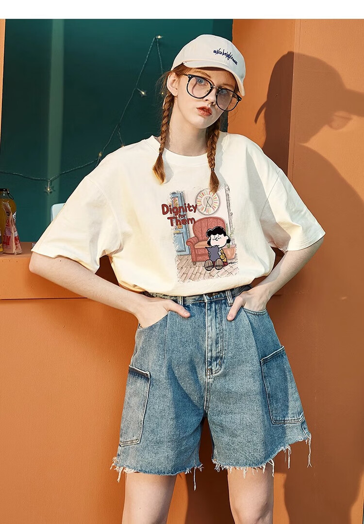 TonLion 2025 Summer Women's Crew Neck Short Sleeve T-Shirt [Snoopy Collaboration Edition] 3