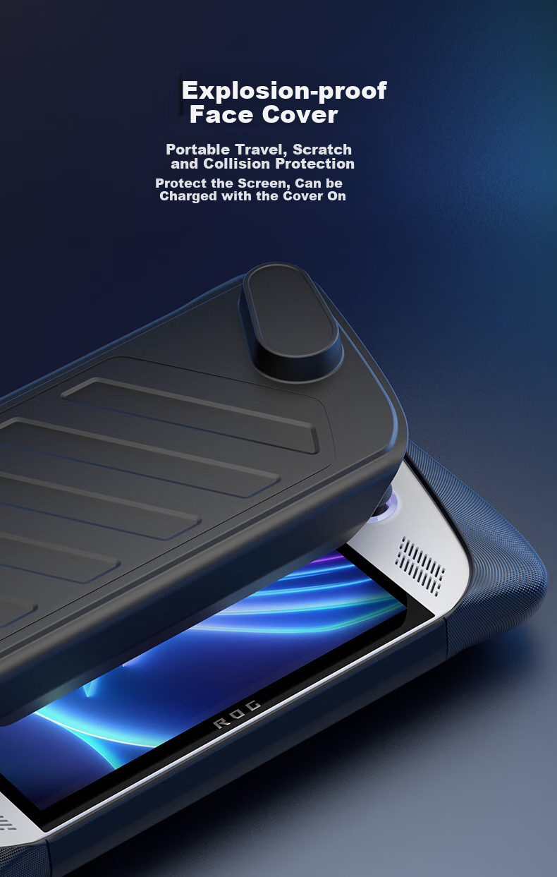 JSAUX ROG Handheld Console Case, ROG Protective Cover with Built-In Stand Module, Ally Gaming Console Accessory, Detachable Front Cover, Anti-Slip, Shockproof Grip Strap 2