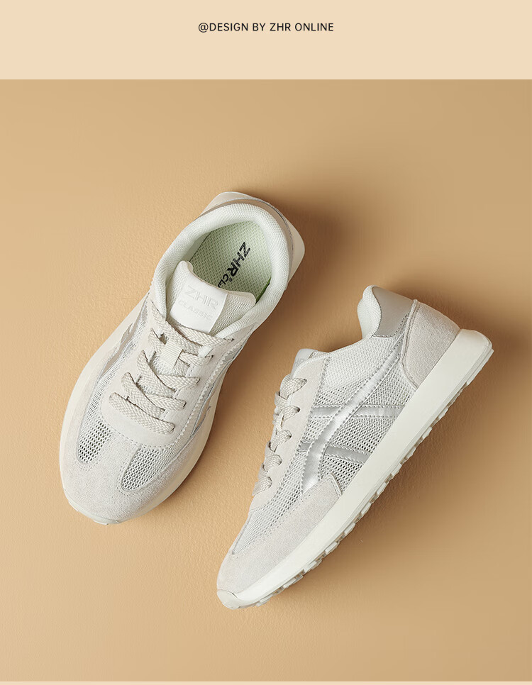 ZHR Women's Casual Shoes, Fashionable Comfortable Running Height-Increasing Women's Shoes, Thick-Soled Versatile Training Shoes, AK199 White Silver, Size 39 22