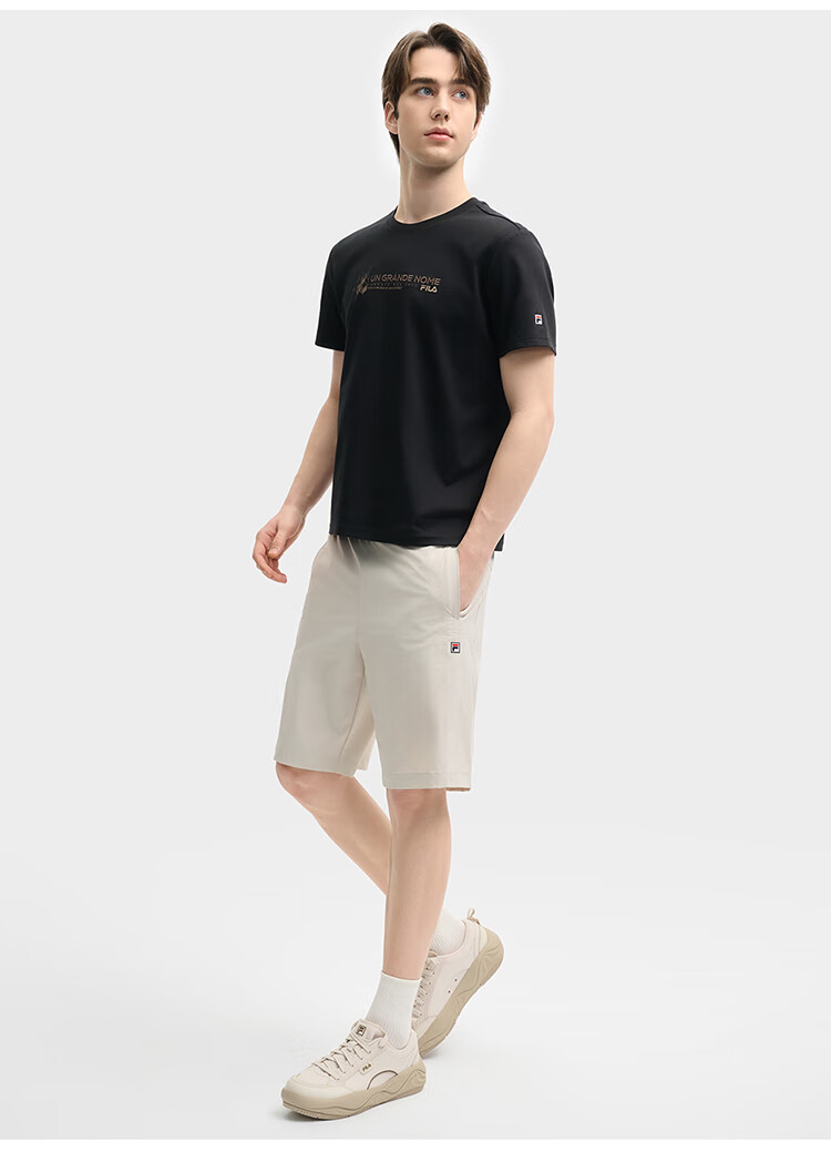 FILA Official Men's Knitted Short-Sleeve Shirt, Summer Fashion Simple Casual Basic Pure Cotton T-Shirt 6
