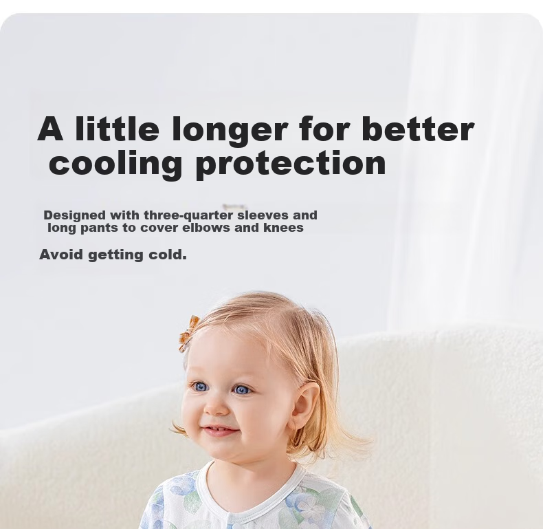 Beitaisi Baby Clothes, Summer Thin Romper, Infant Back Mesh Breathable Three-Quarter Sleeve Air Conditioning Suit Pajamas 10