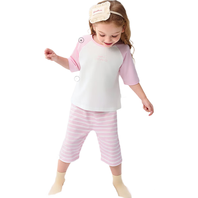 BALABALA Children's Pajama Set, Summer Air Conditioning Wear, Boys And Girls Home Wear, Big Kids Pure Cotton Baby Top And Sleep Pants