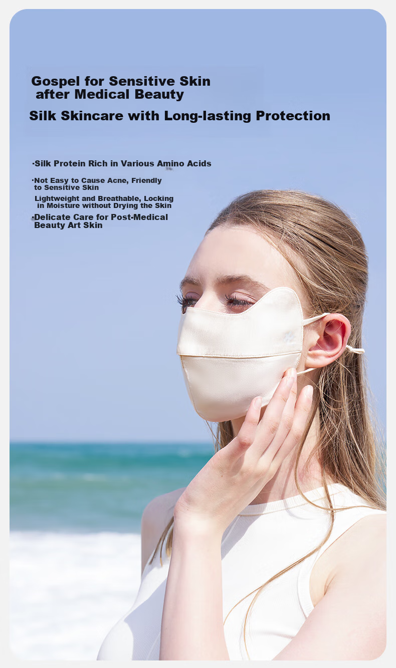 Kenmont 100% Mulberry Silk Eye Protection Sun Mask for Women, Medical Beauty Anti-Allergy Skin-Friendly Cool Face Mask Km-6181 1