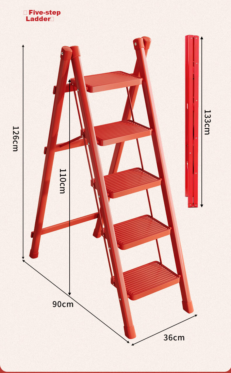 Chibailun Folding Ladder, Household A-Frame Ladder, Widened Steps, Thickened Carbon Steel Iron Ladder, Multifunctional Climbing Ladder 16