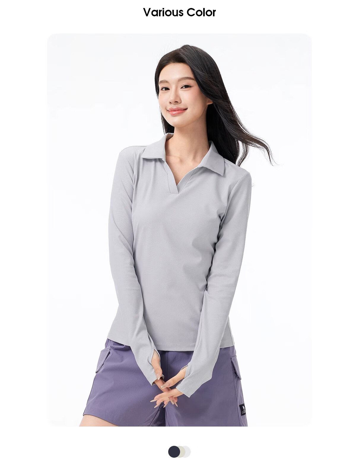 CAMEL 【UPF1000+】 Women's Outdoor Quick-Dry Polo Shirt, Spring Long Sleeve V-Neck, Cooling Breathable Sun Protection T-Shirt, Size M 10