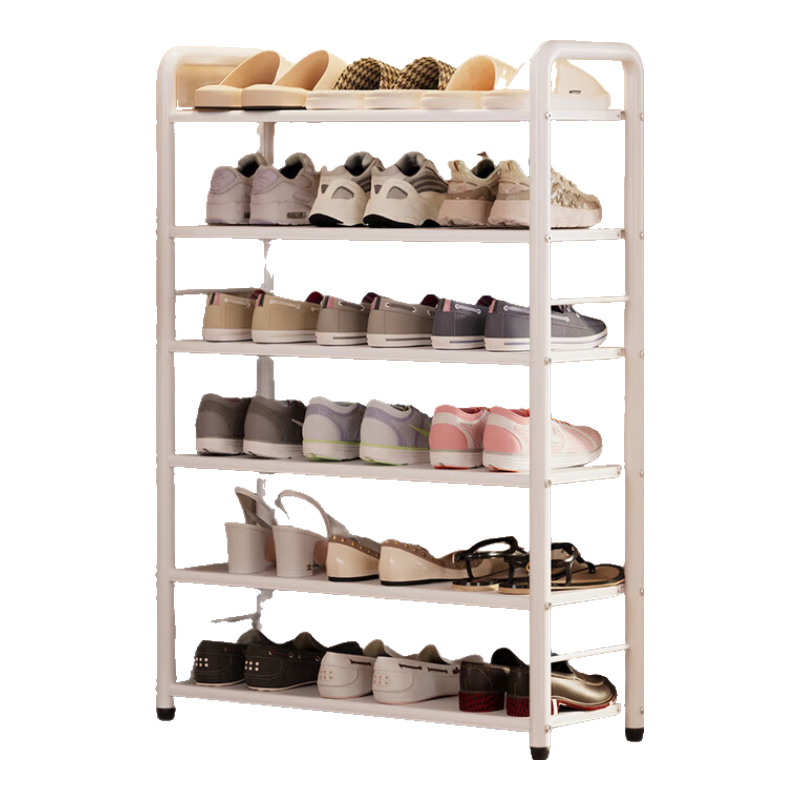 QIAONAMEI Simple Multi-Tier Shoe Rack for Entryway, Home Use, Dormitory, Carbon Steel Dustproof Shoe Cabinet Storage Rack QNM1246-WH