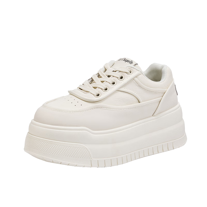 La Chapelle Women's Shoes, Thick-Soled White Sneakers, Autumn And Winter New Style, Lightweight Height-Increasing Sports Shoes, Student Casual Skateboard Shoes, White, Size 39