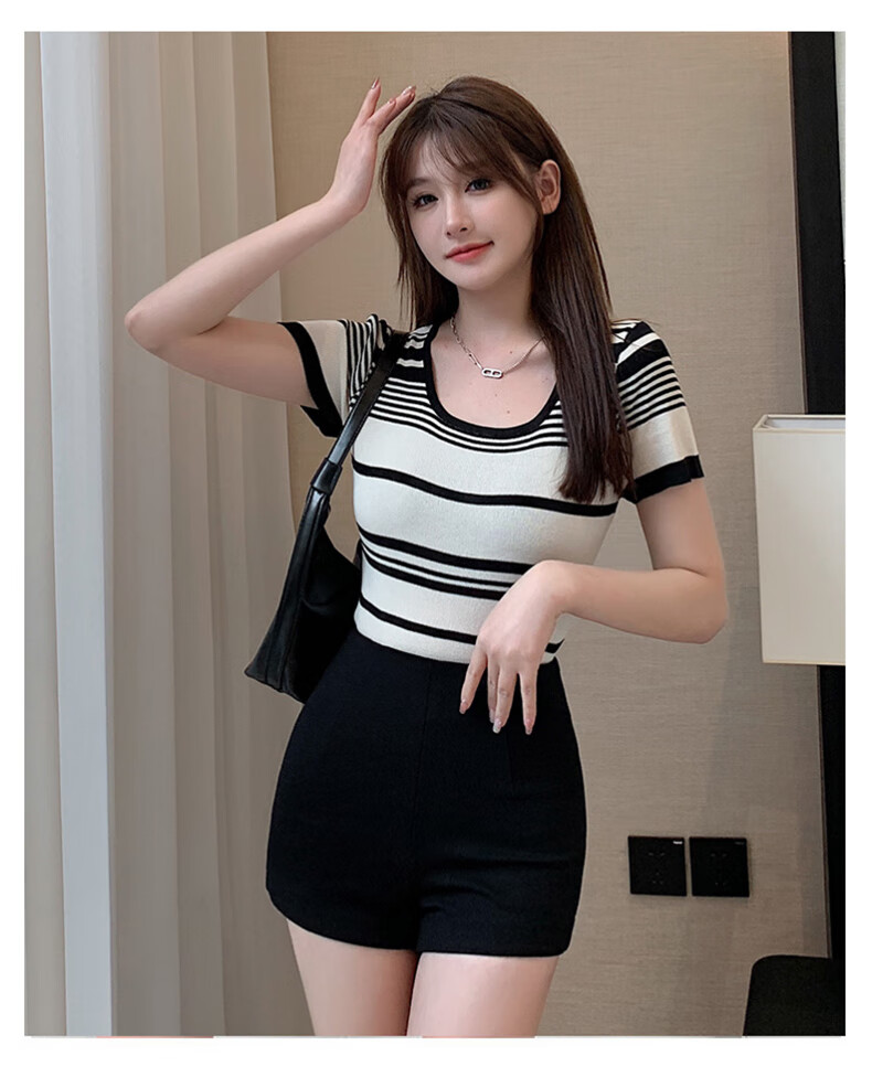 LangSha Women's Suit Shorts, 2025 Autumn Thin Style, Slim Fit, Black, Korean Version, Versatile, High-Waisted, Elastic Leggings, Hot Pants 16