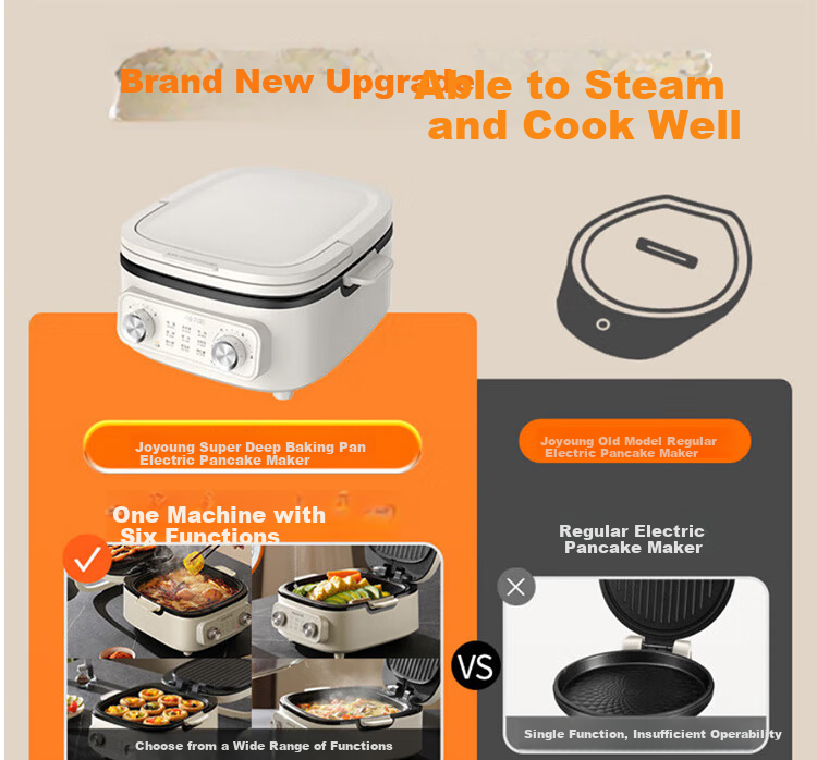 Joyoung Household 2200W High-Power Electric Griddle Breakfast Machine for Frying, Baking, Steaming, Boiling, Hot Pot, Detachable Lower Plate, Multi-Functional Cooker JK28-GK571 6