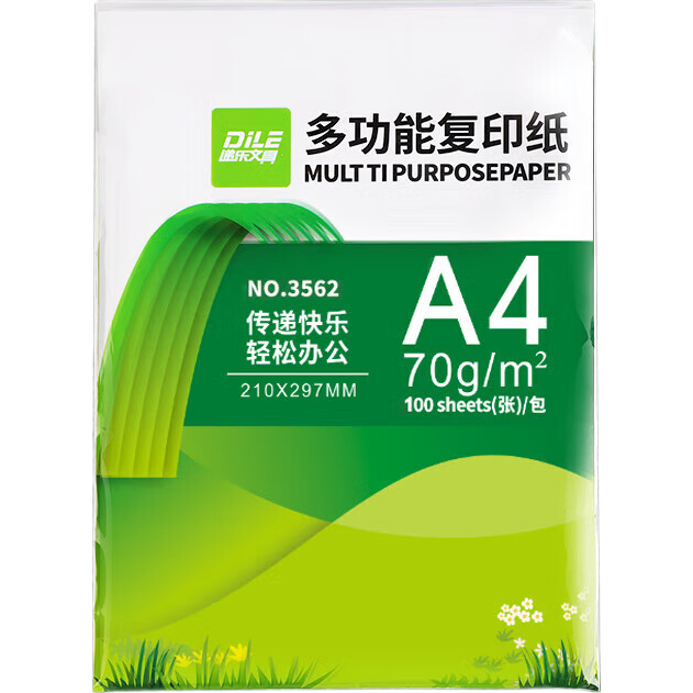 Dile A4 Copy Paper 70g White Office Paper Double-Sided Printing Jam-Free Student Draft Multi-Function Double-Sided Printing Homework 100 Sheets/Pack 6507-1