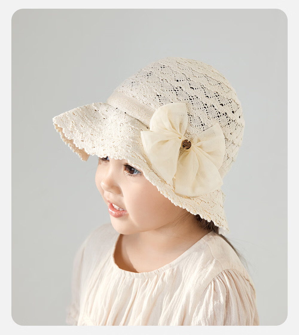 YEEHOO Vintage Lace-Trimmed Children's Round Hat Summer Sunshade Bucket Hat for Girls 9