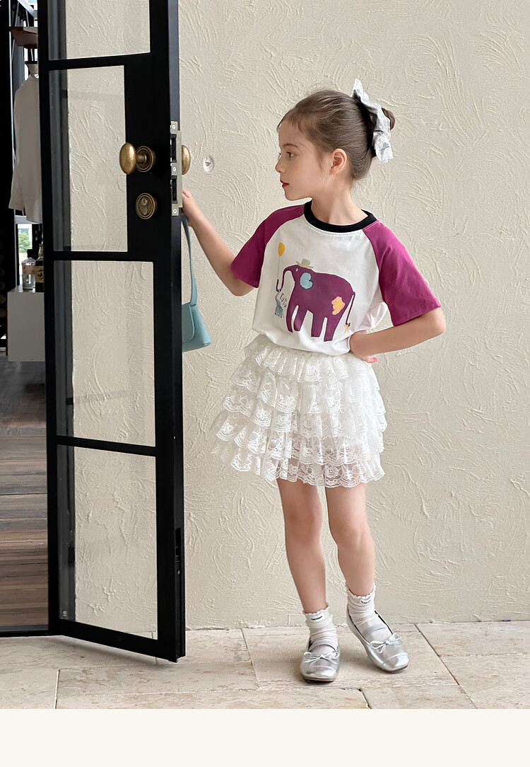 Tutuxiaoxiang Girls' Short Skirt, Children's Cake Skirt, Parent-Child Dress, Lace Midi Skirt, Black, Size 120, Height Approximately 120cm 26