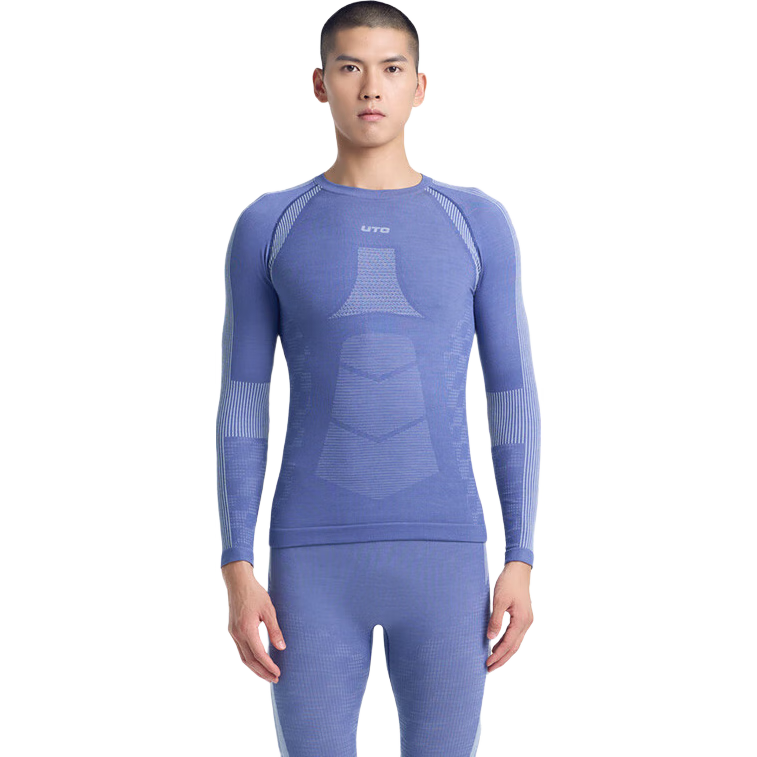 UTO Merino Wool Quick-Dry Ski Suit Thermal Underwear, Fashionable Sportswear (Black And Gray Top), Men's Size M