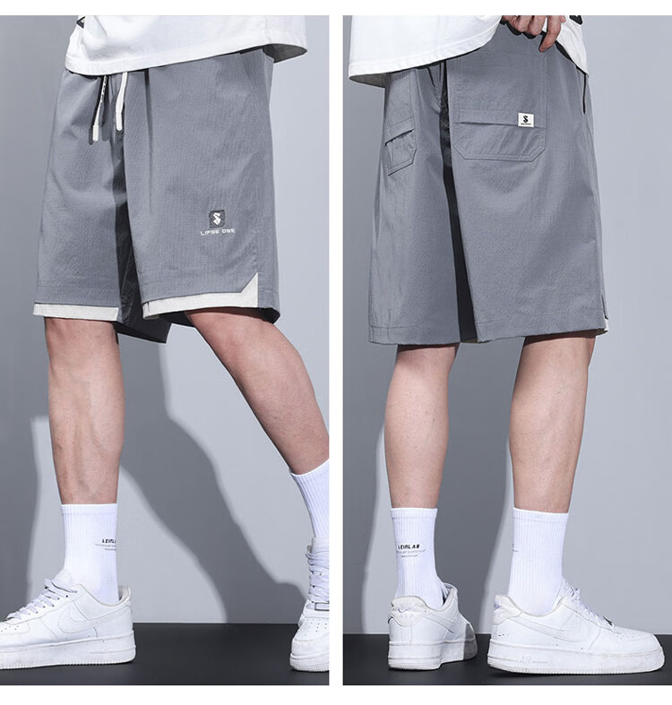 JEEP SPIRIT Men's Shorts, Summer Beach Workwear, Ice Silk Quick-Dry Casual Sports Knee-Length Pants, Lime Green, 2XL 8
