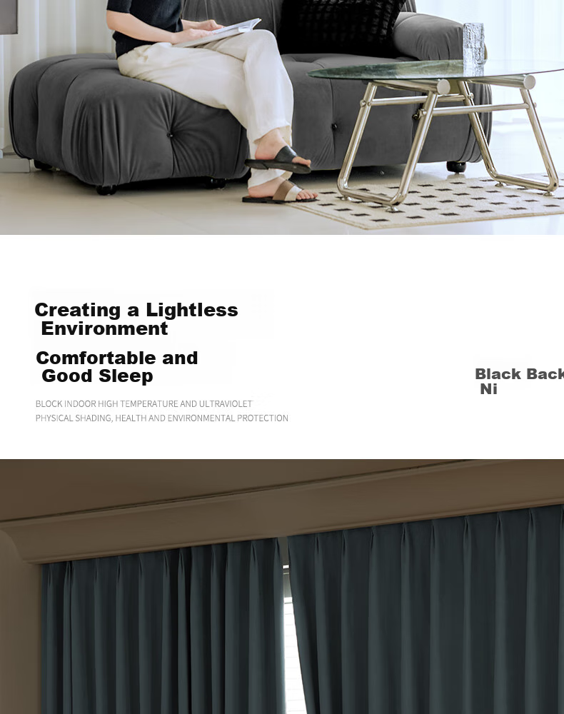 Ali Blackout Curtains, Sunshade Curtains, Ready-Made, No Drilling Required, Soundproof, with Hooks, 2.5*2.4 Meters 8