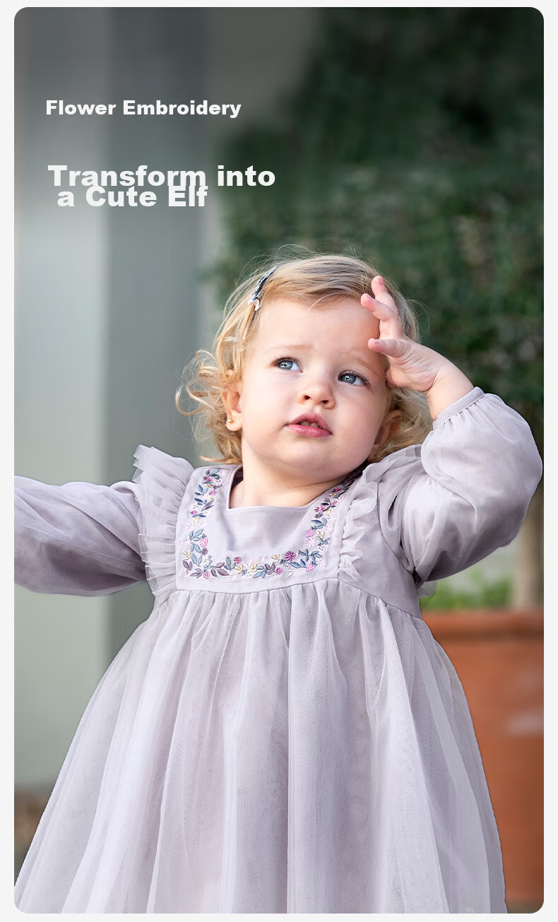 DAVE & BELLA Children's Dress Spring And Autumn Girls' Stylish Tulle Princess Dress Baby Skirt Children's Clothing 2