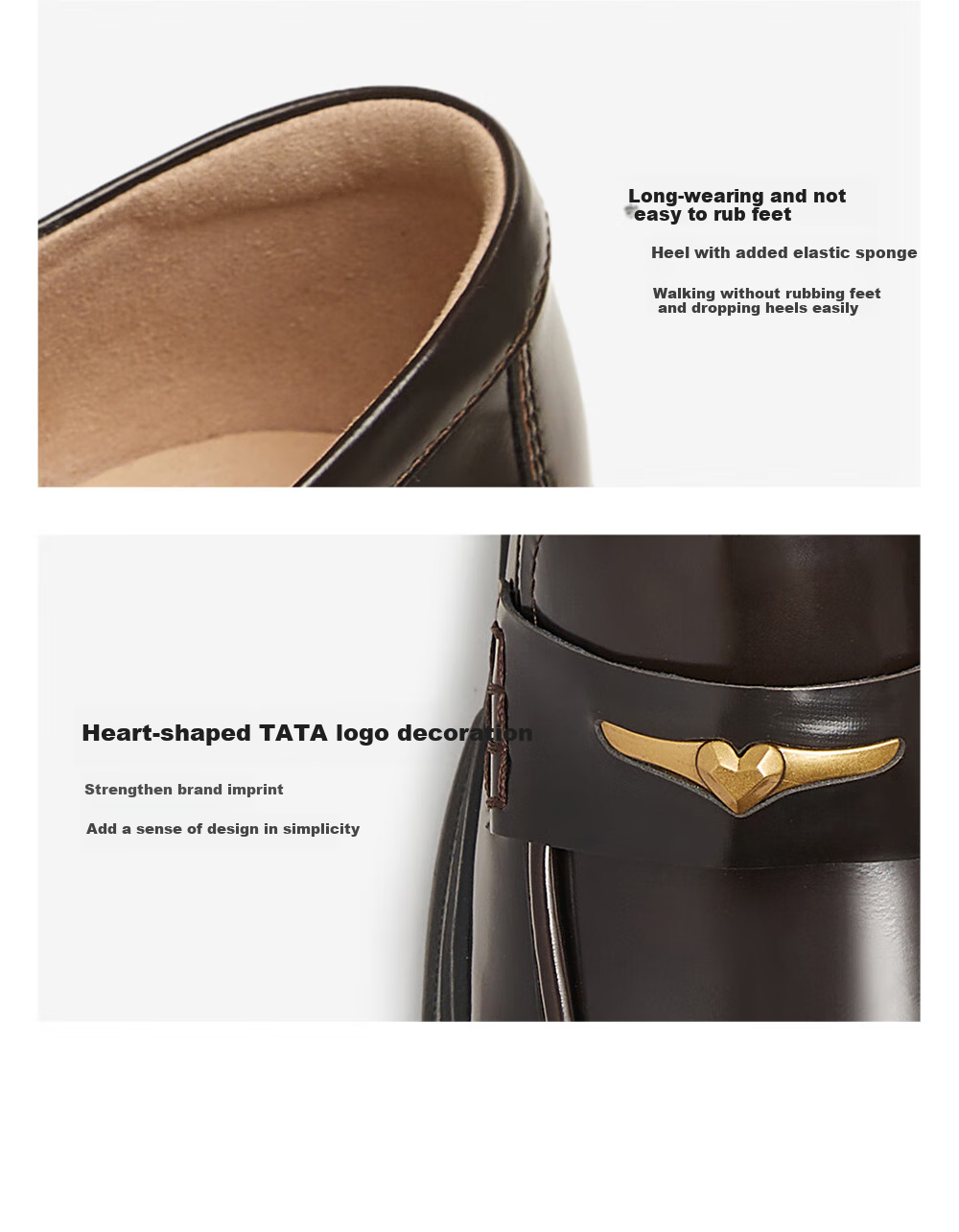 TATA Magic Detective British Platform Loafers Women's Shoes Leather Shoes Flats, Black, Size 36 11