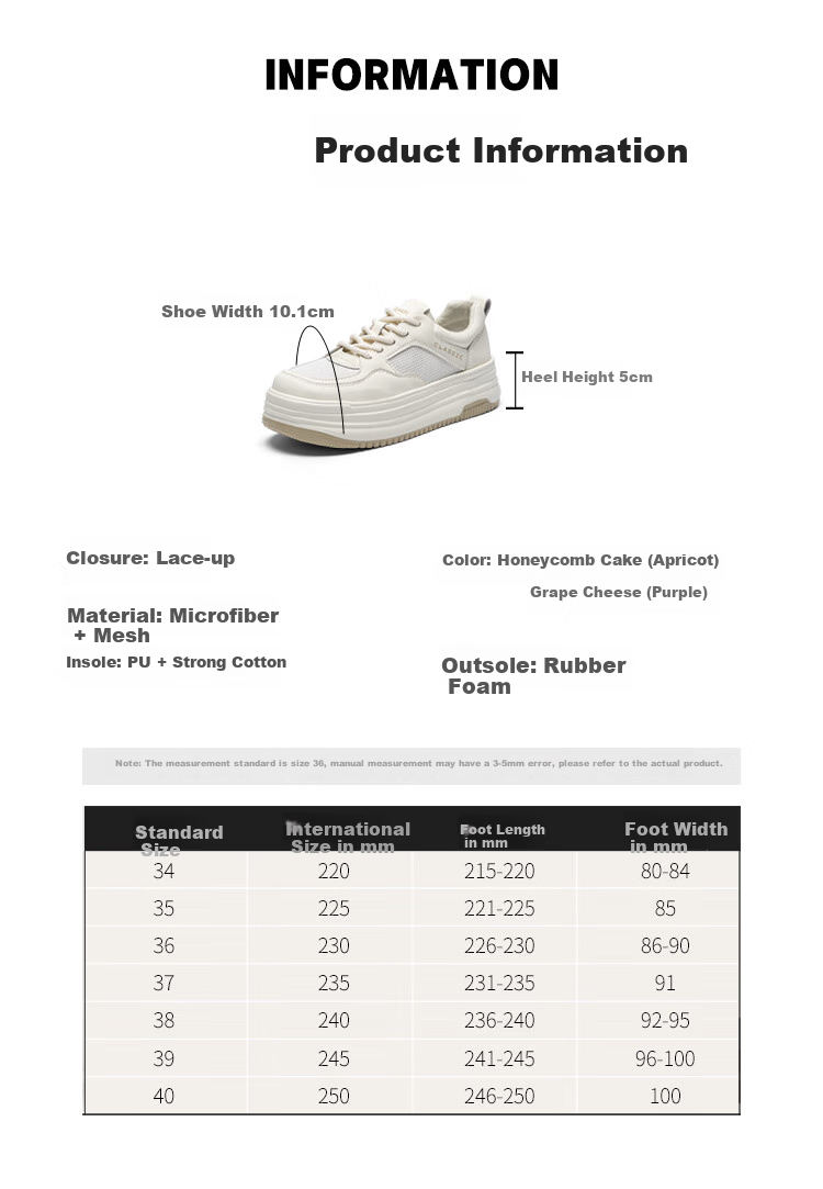 ZHR White Sneakers for Women, Summer Mesh Breathable Shoes, Thick-Soled Heightening Lightweight Skateboard Shoes for Women, AH516E, Beige, Size 37 7