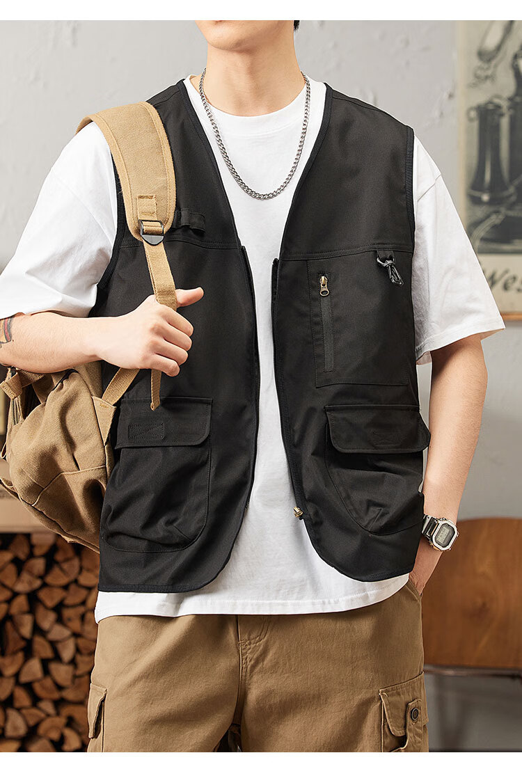 TUCANO Men's Summer Outdoor Workwear Vest Fashionable Sleeveless V-Neck Jacket Military Green 3XL 6