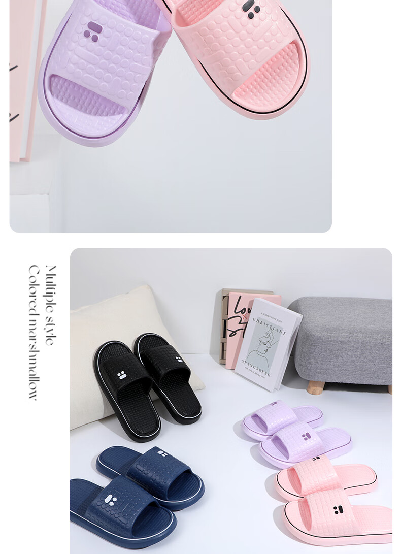 Grace Thick Sole Non-Slip Slippers Summer Casual Couple Cartoon Home Silent Soft Sole Slide Sandals Dark Blue 42-43 3