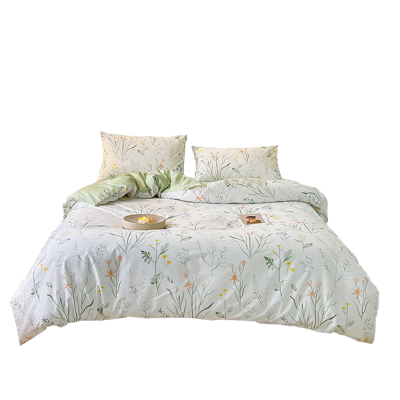 Dohia Pure Cotton Bedding Set, Student Dormitory Single Person All-Cotton Duvet Cover And Sheet Set for 1.2-Meter Bed, 152*218cm