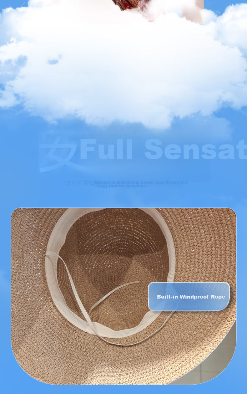 GLO-STORY Women's Sun Hat Outdoor Straw Hat for Travel, Beach, Korean Style Butterfly Bow Trendy WMZ824172 4