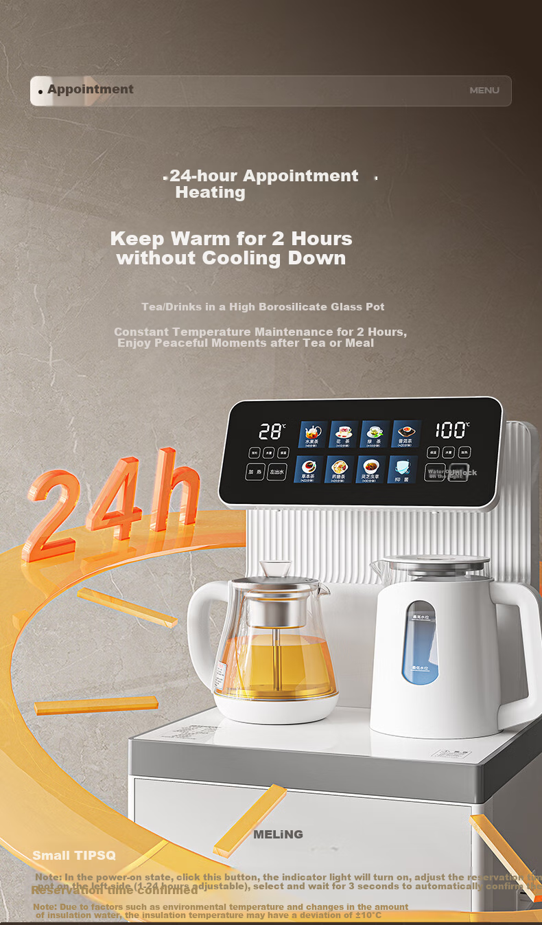 MeiLing Water Dispenser with Integrated Cabinet, Bottom-Mounted High-End Office Use, Steam Spray Tea Brewing, Multi-Temperature Adjustment, Smart Voice Control, Remote Control Tea Bar Machine 8977pro (Dual Coupling Model) 20