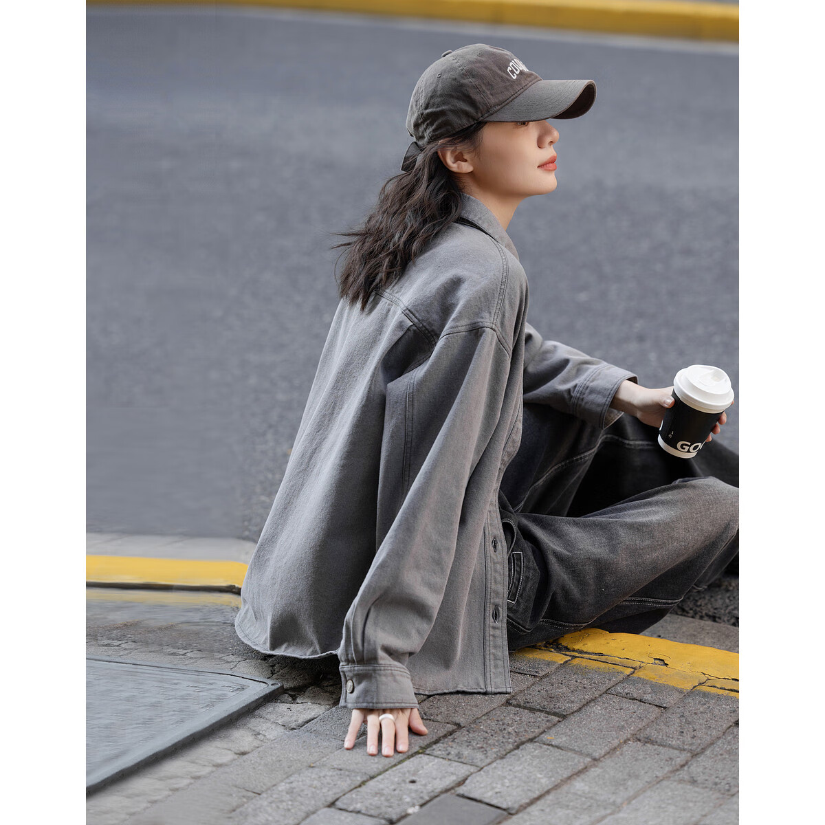 Dme [Retro Moisture-Wicking] Spring Cloud-Feel Cotton Vintage Washed Lapel Relaxed Loose-Fitting Concealing Women's Denim Jacket
