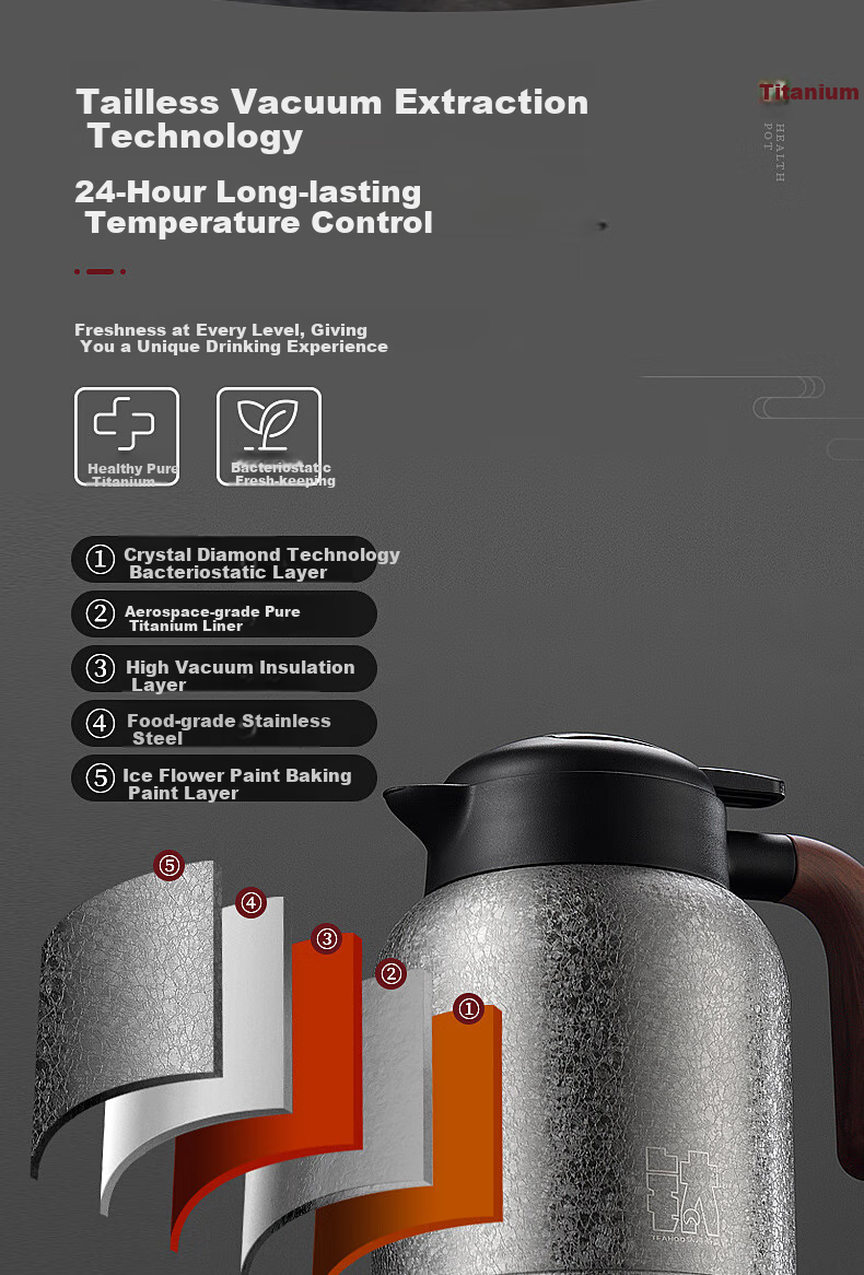 IMOGY German Pure Titanium Insulated Teapot, Tea Infuser Pot for Aged White Tea Steeping, Thermal Carafe for Home Use, Hot Water Kettle for Brewing Tea 10