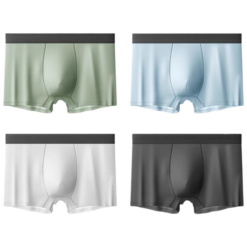 BADIGAO Disposable Men's Ice Silk Sterilized Boxer Briefs, Large Size Travel Sports Disposable Underwear, 25 New Style, 4 Pairs, 4XL
